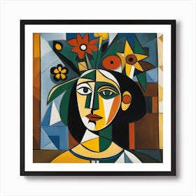 women with flowers Art Print