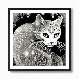 Cat Quilling Jewels Art Print