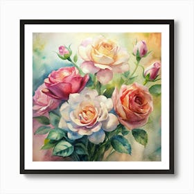 Watercolor Roses 7 Art Print