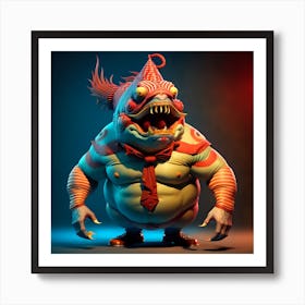 Circus Freak Show Fish (Series) Strong Man Art Print