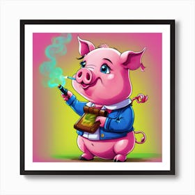 Pig Smoking A Cigarette Art Print