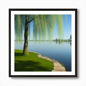 Willow Tree By The Lake Art Print