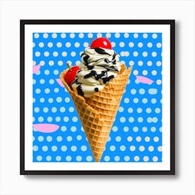 Pop Art Ice Cream With Cherries Photography Art Print