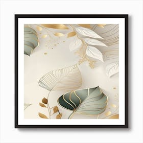 Gold Leaves Background Art Print