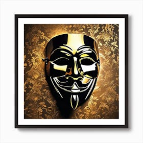 Gold Mask Of V For Vendetta Poster