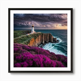 Lighthouse At Sunset Art Print