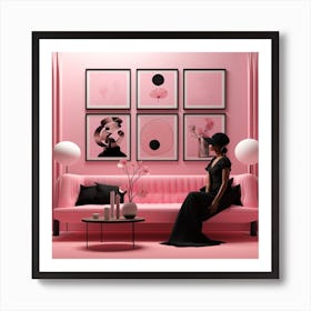 Pink Living Room 1 Art Print