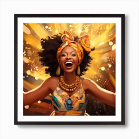 African Woman Celebrating Art Print