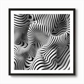 Abstract Black And White Striped Pattern 4 Art Print