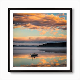 Boat On A Lake Art Print