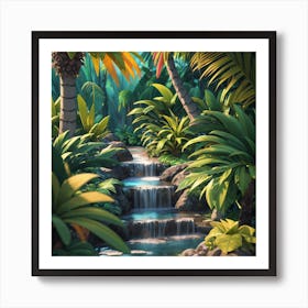 Waterfall In The Jungle Art Print