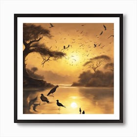 Sunset In The Savannah Art Print