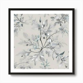 Silver Leaves Art Print