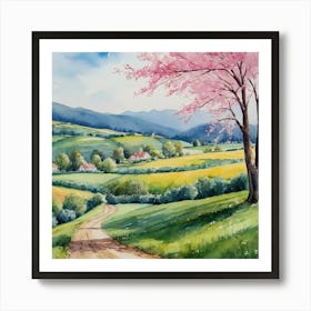 Cherry Blossoms On The Road Art Print