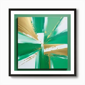 Cuadro Abstracto Verde Dorado Art Print