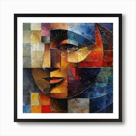 Moon and Face - Cubism colorful cubism, cubism, cubist art,   abstract art, abstract painting  city wall art, colorful wall art, home decor, minimal art, modern wall art, wall art, wall decoration, wall print colourful wall art, decor wall art, digital art, digital art download, interior wall art, downloadable art, eclectic wall, fantasy wall art, home decoration, home decor wall, printable art, printable wall art, wall art prints, artistic expression, contemporary, modern art print, unique artwork, Art Print