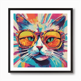 Cat, New Poster For Ray Ban Speed, In The Style Of Psychedelic Figuration, Eiko Ojala, Ian Davenport Art Print