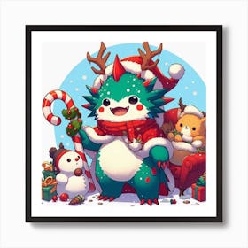 Santa Monster Art Print