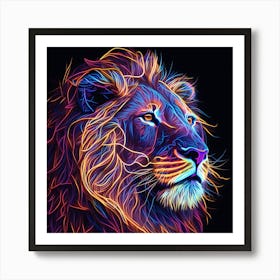 Neon Lion 1 Art Print