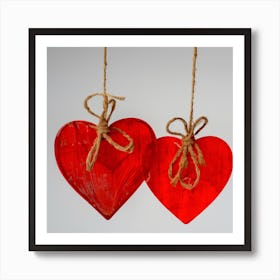 Two Red Hearts Art Print