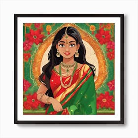 Indian Girl In Sari 5 Art Print