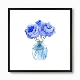 Watercolor Blue Floral 8 Art Print