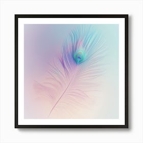 Pastel Summer Peacock Feather Art Print