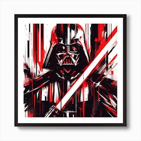 Darth Vader Red Streaks And Lightsaber Star Wars Art Print Art Print