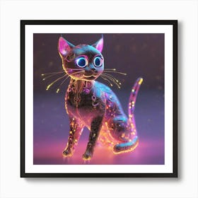 Neon Cat Art Print