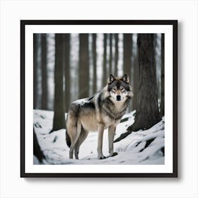 Wolf In The Woods 12 Art Print