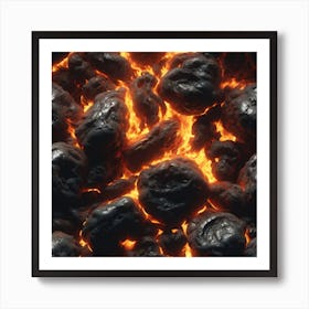 Black Coal On Fire 1 Art Print