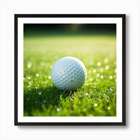 Golf Ball On Green Grass Art Print