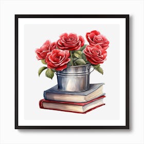 Roses In A Bucket 20 Art Print