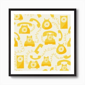 Yellow Telephones Seamless Pattern Art Print