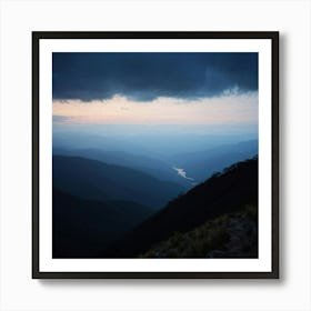 Serenity Of A Trekking Exploration On A Remote Untouched Expanse Panoramic Vista Of The Silhouette Art Print