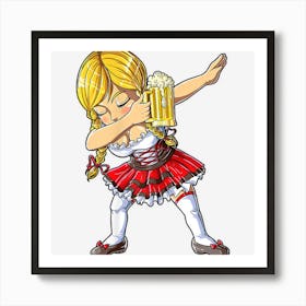 Womens Dabbing German Girl Oktoberfest Women Dirndl Beer Germany Art Print