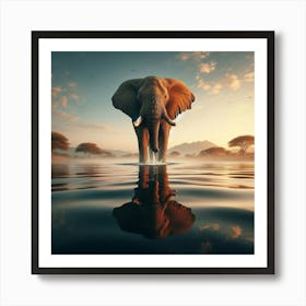 Elephant In The Water 5 Art Print