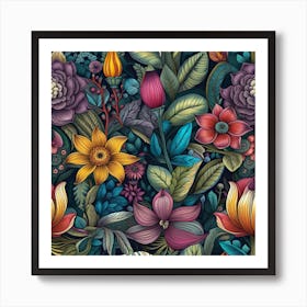 Floral Seamless Pattern 2 Art Print