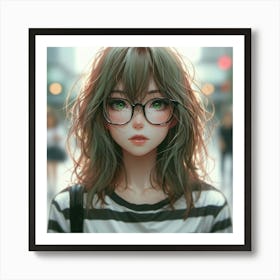 Anime Girl With Glasses 1 Art Print