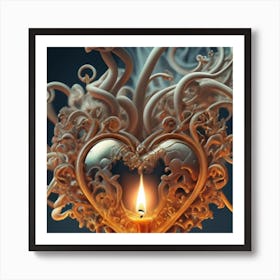 A Golden Heart Made Of Candle Smoke 1 Art Print