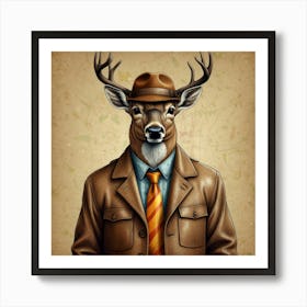 Deer In A Suit 2 Art Print