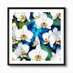 Orchids Seamless Pattern Art Print