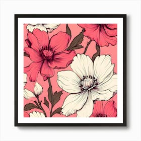 Pink And White Flowers 2 Art Print