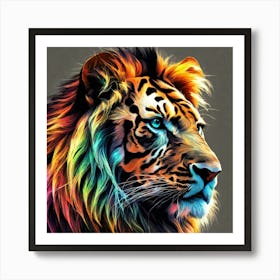 Rainbow Vintage Lion Art Print