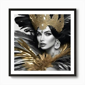 Carnival Woman In Feathers Art Print