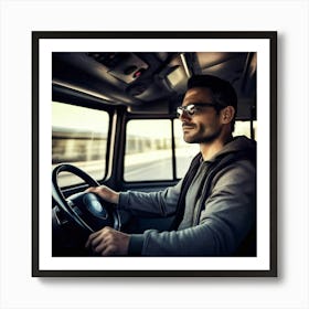 Bus Modern Big Detail Driver Steer Moving Black Front Closeup Speedo Control Speed Auto (2) Art Print