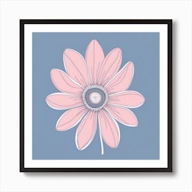 A White And Pink Flower In Minimalist Style Square Composition 195 Art Print