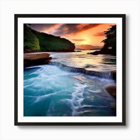 Ocean Lake River Pond Stream Splash Wave Ripple Tide Current Cascade Fountain Waterfall (3) Art Print