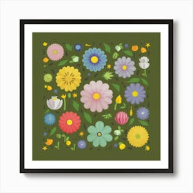 Flowers In A Square Art Print