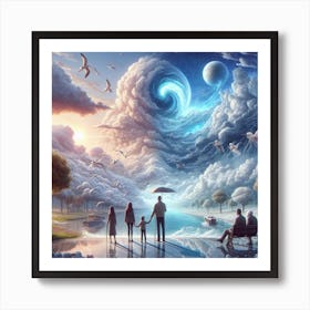 Family In The Clouds Art Print